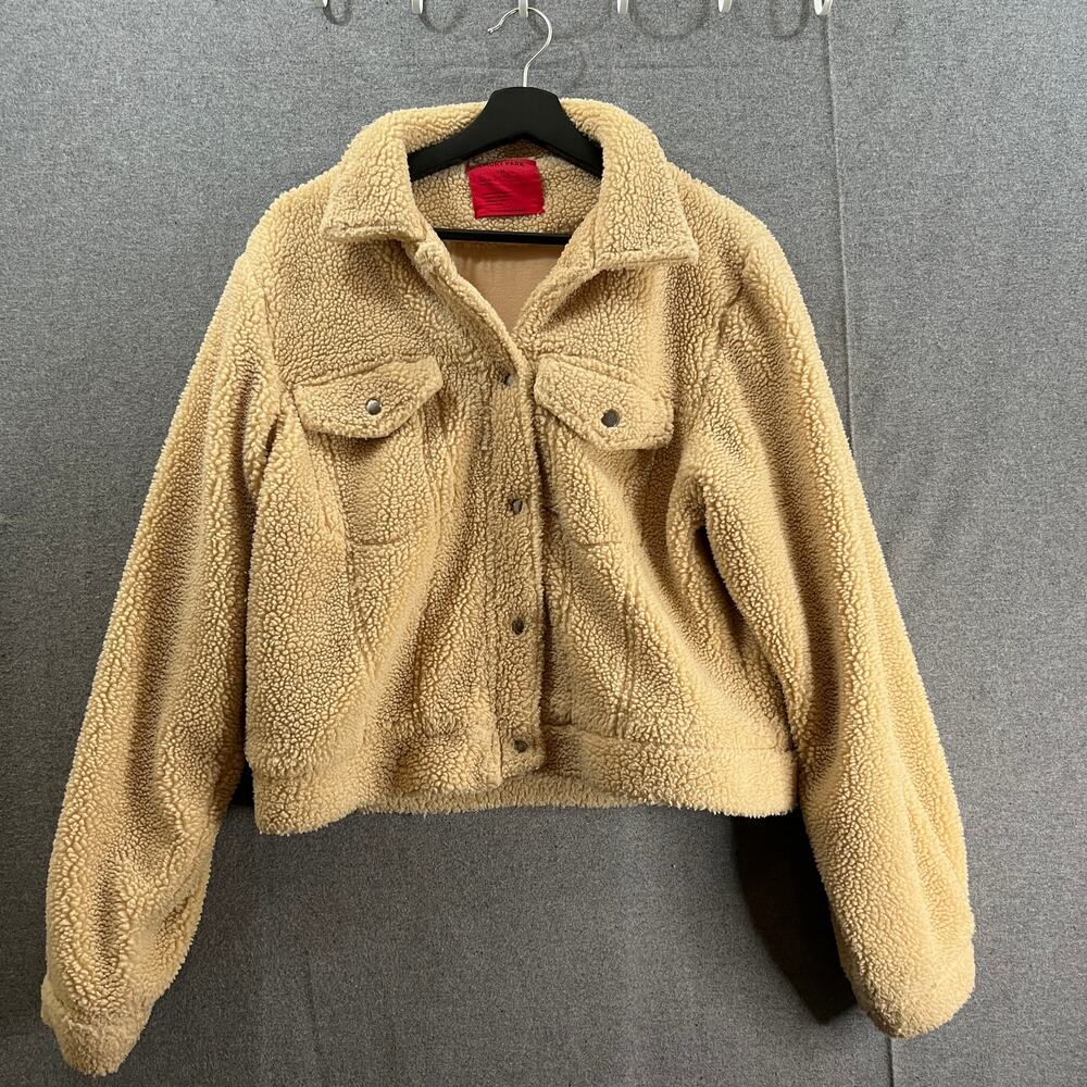 EMORY PARK Snap Button Teddy Jacket Women's Size M Winter Outerwear Jacket
